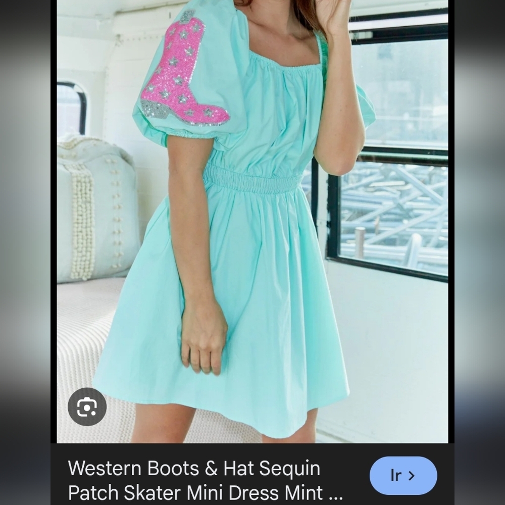 Fantastic Fawn Mint Green Dress with Sequin Detail